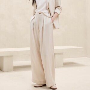 Banana Republic Silky Pleated Wide Leg Pant Size 16 NWT